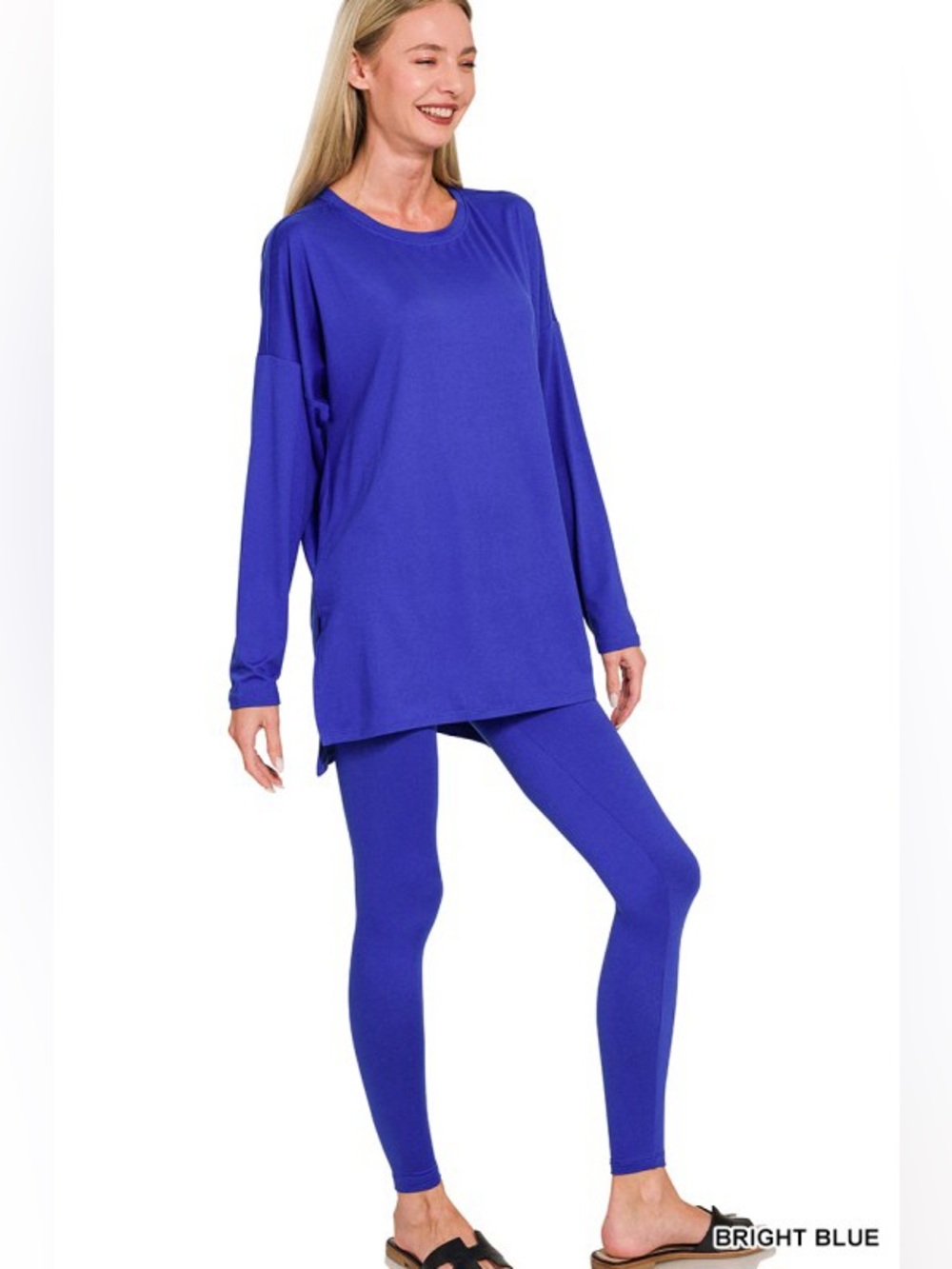 NWT 2pc Zenana Bright Blue 
BRUSHED DTY MICROFIBER TOP BOTTOMS SET BUTTERY SOFT